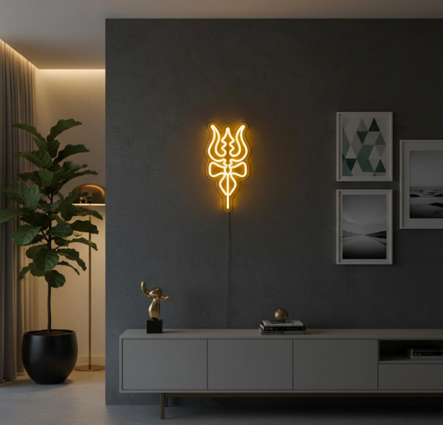 Shivji trisul neon sign for mandir decor