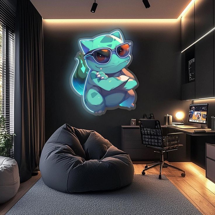 Cool Dino Anime Neon Wall Art – LED Neon Sign for Bedroom & Game Room