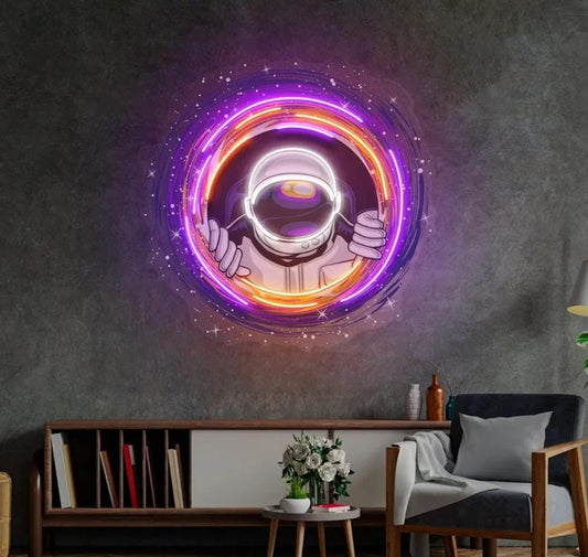 🚀 Cosmic Portal Astronaut Neon Sign (18x18 inches)