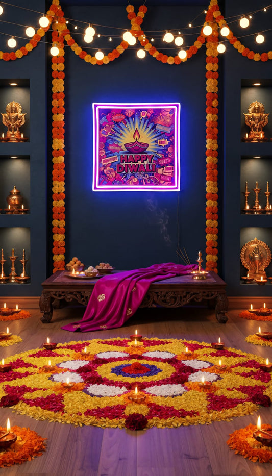 Happy Diwali Sticker Neon Sign