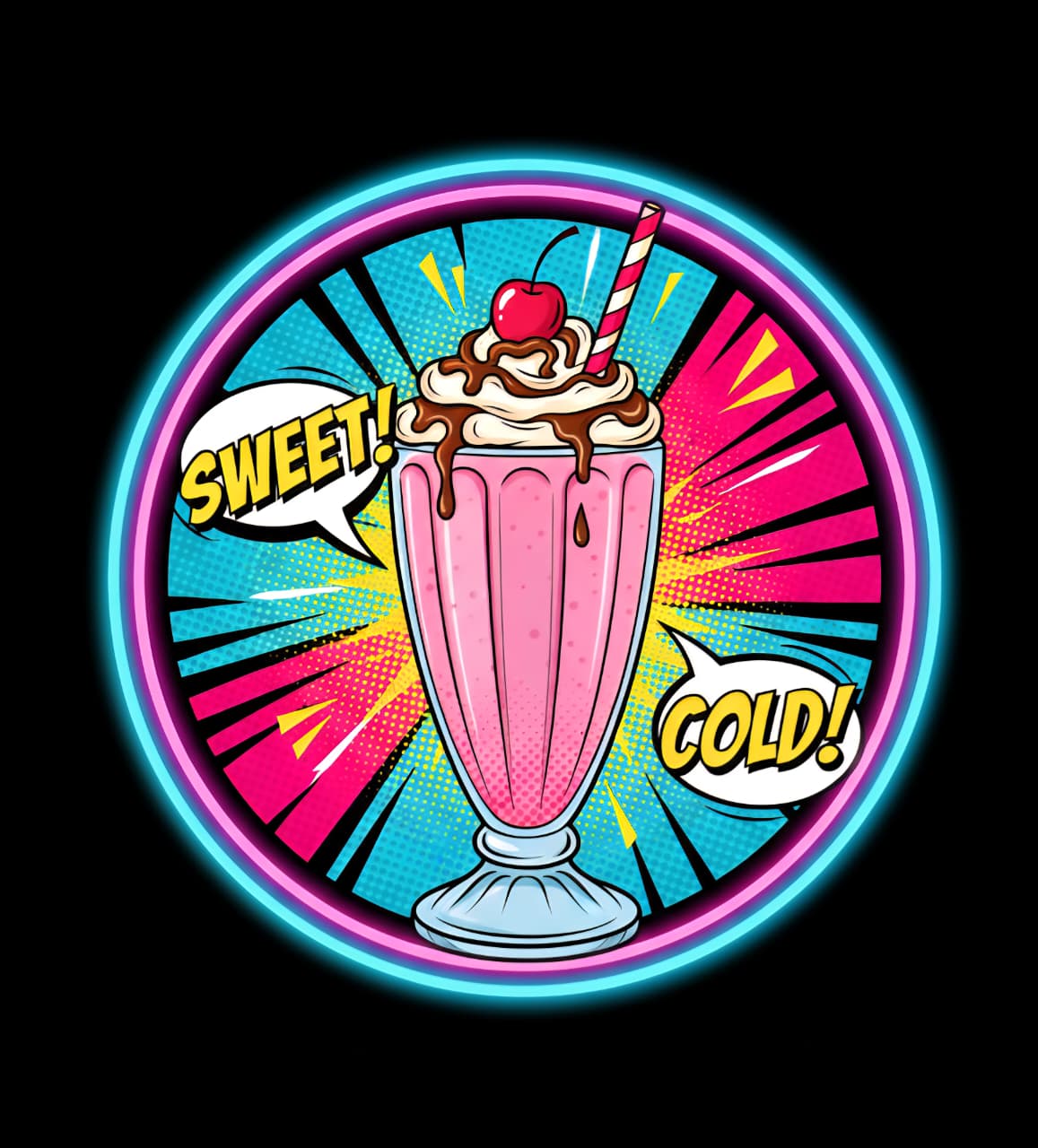 Milkshake/Juice UV Print Neon Sign (18x18 inches) 🥤✨