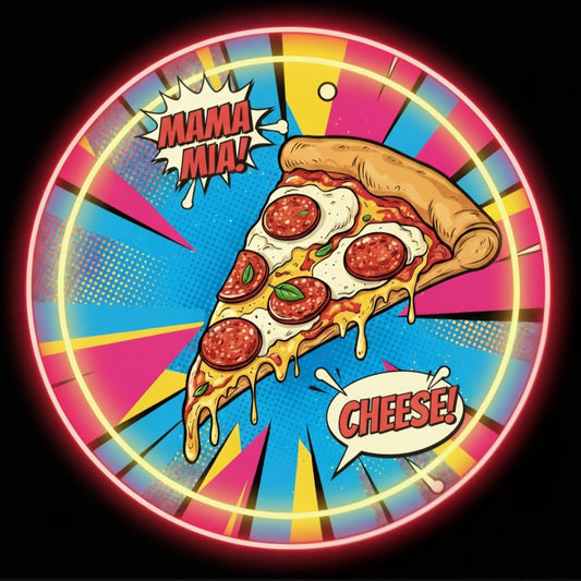 Pizza Slice UV Print Neon Sign (18x18 inches) 🍕✨