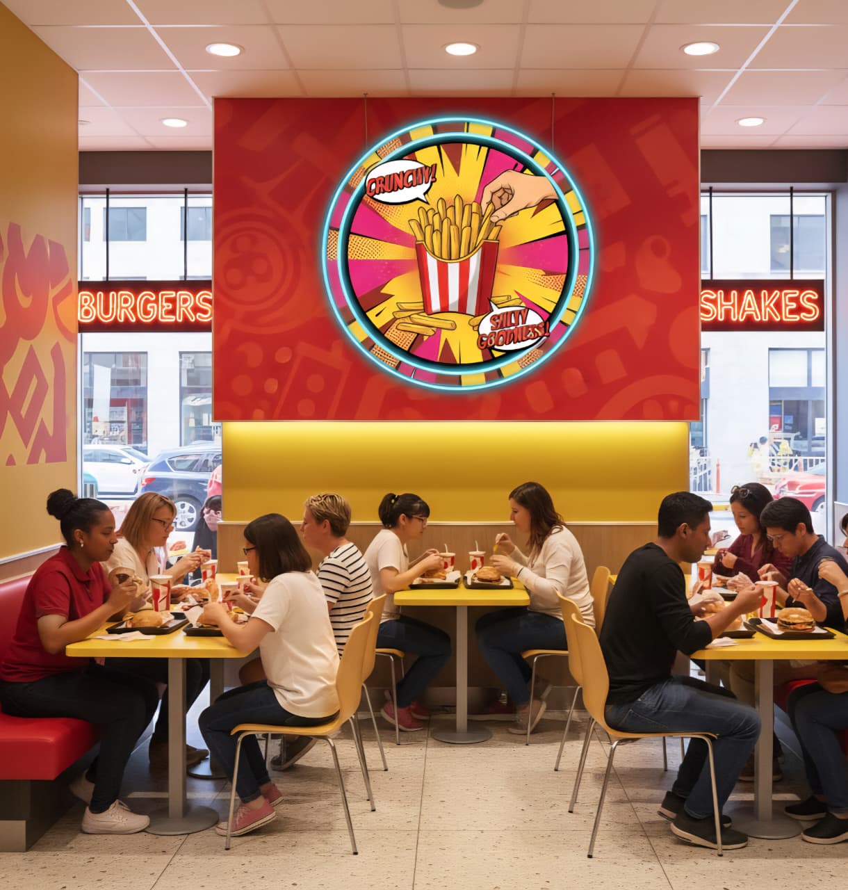 Fries UV print neon sign (18x18 inches)