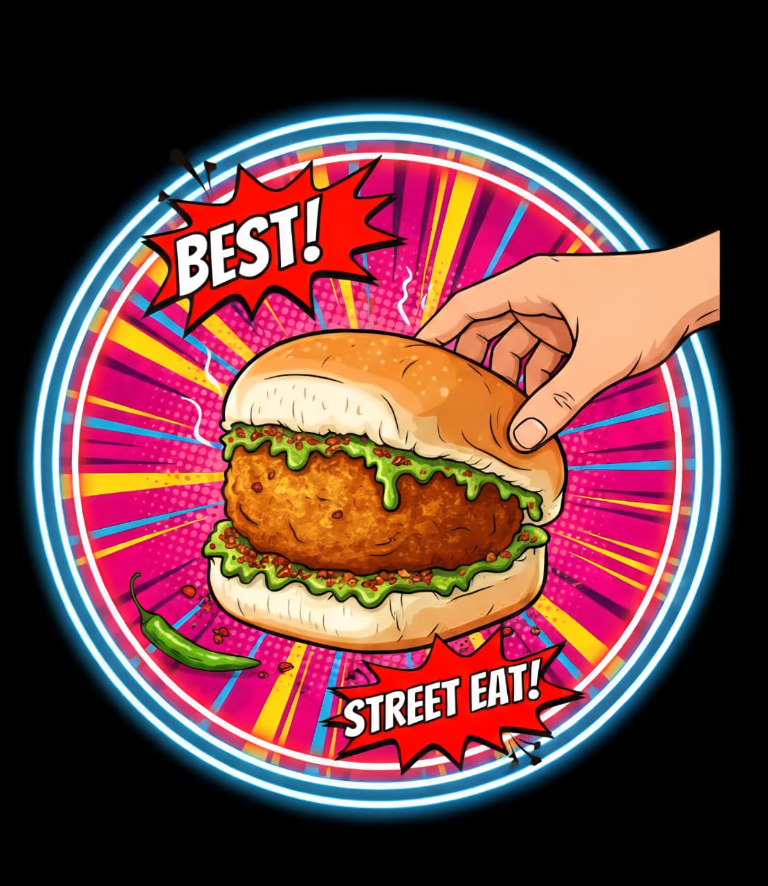Wadapav Neon Sign 18x18 inches