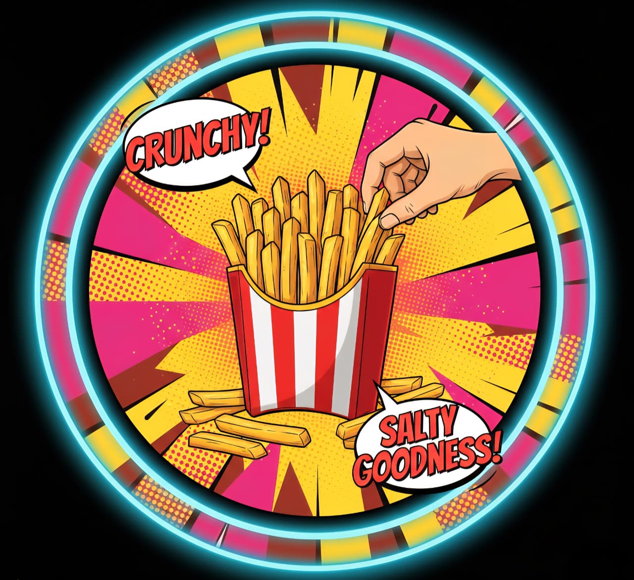 Fries UV print neon sign (18x18 inches)