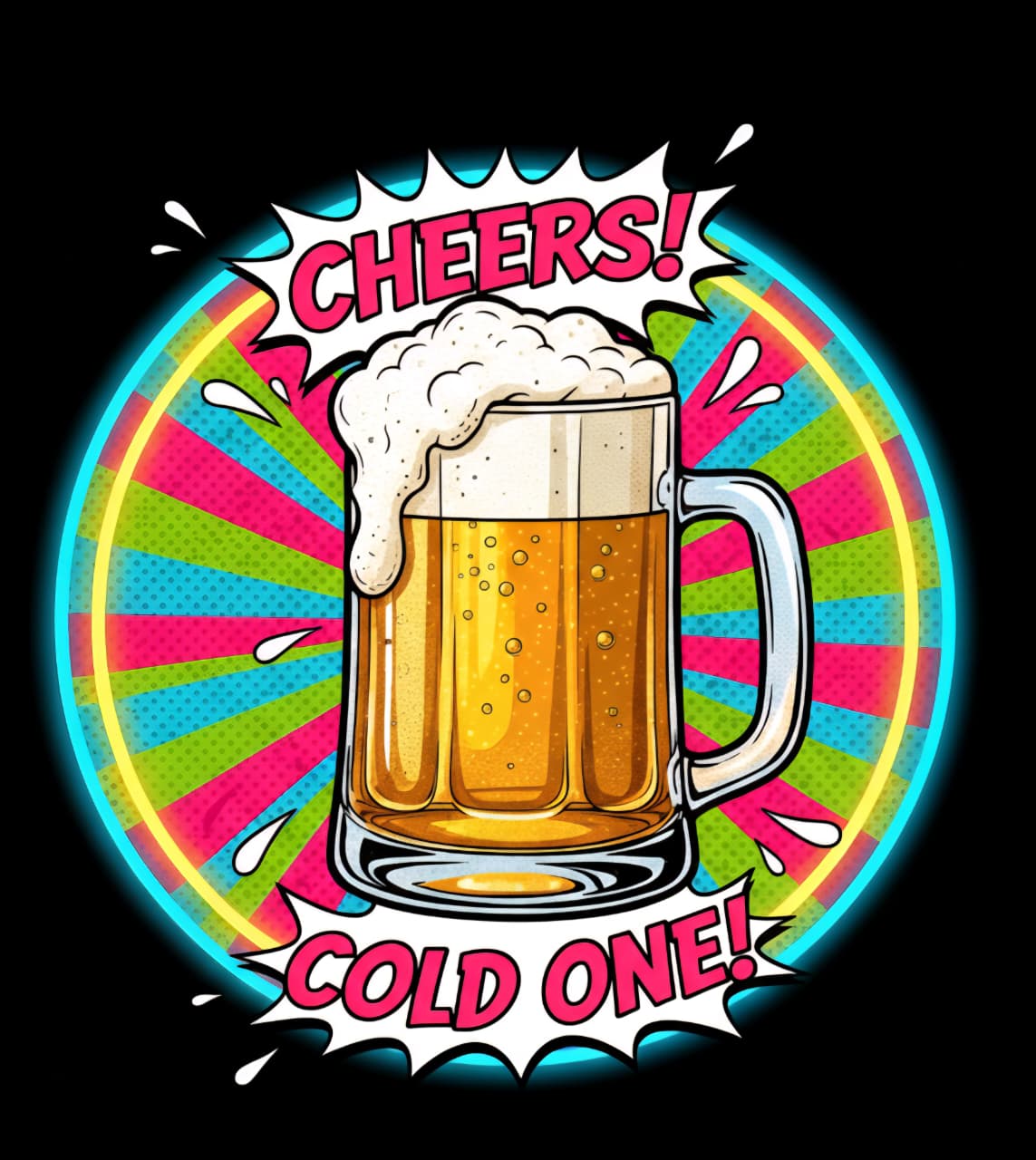 Beer UV print neon sign 18x18 inches