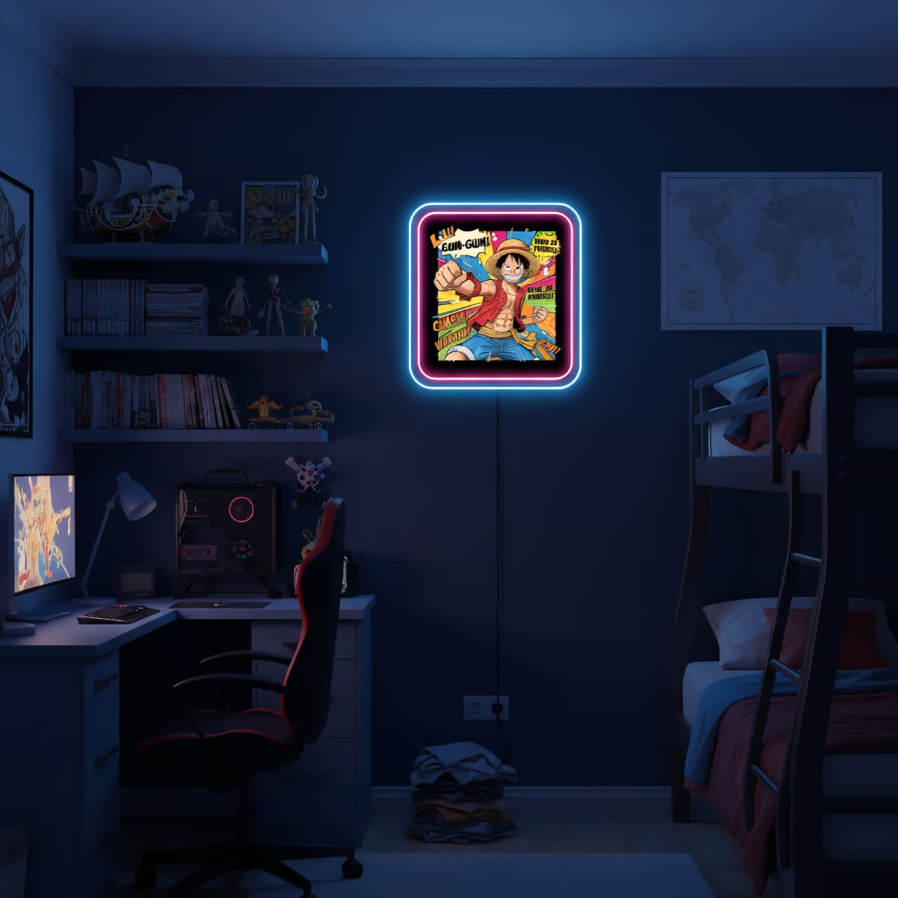Luffy one piece Pop art neon sign
