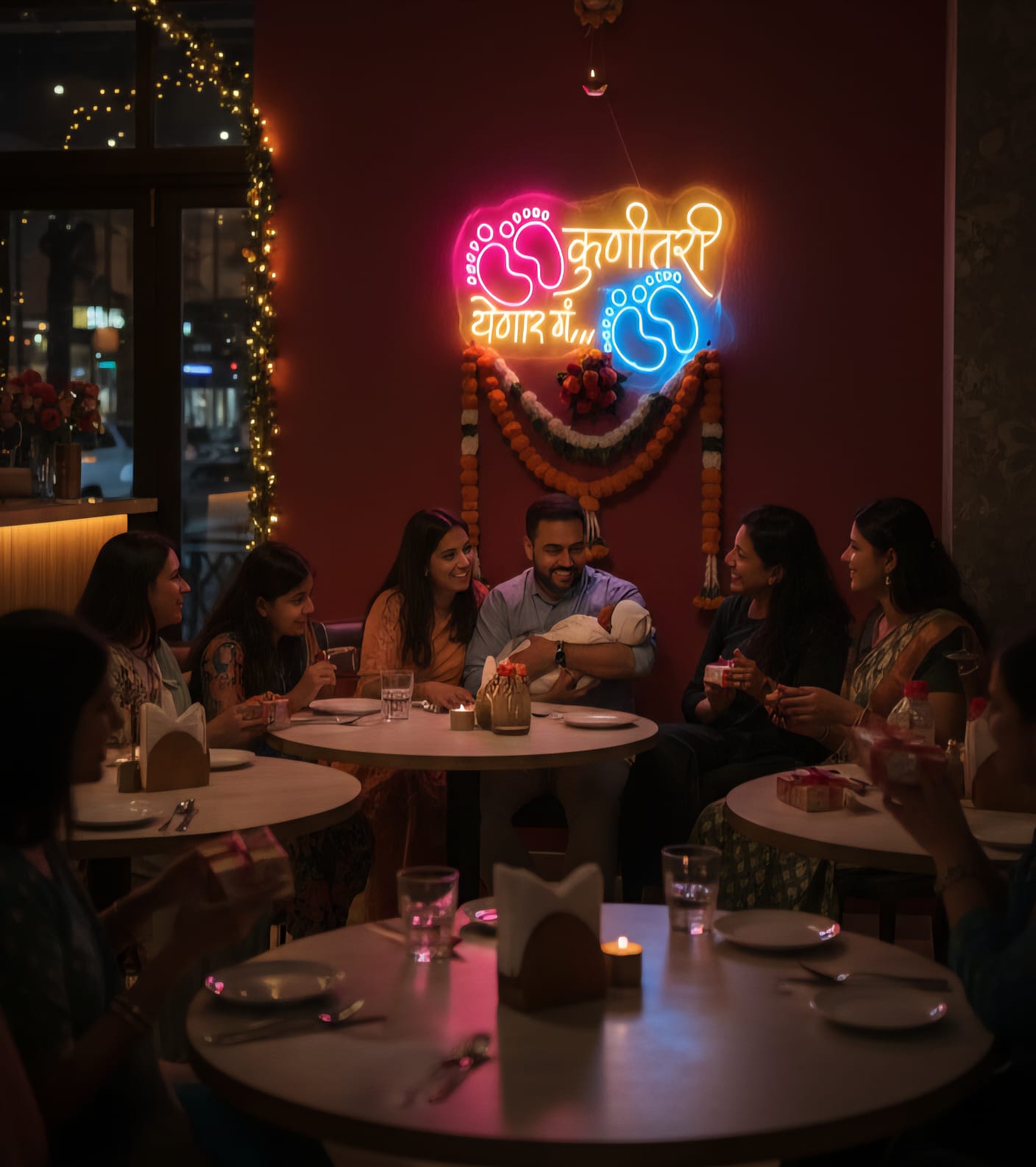 “कृणीतशी येणार गं” Neon Sign | Baby Arrival LED Wall Decor