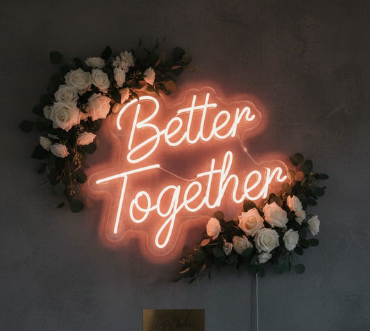 “Better Together” LED Neon Sign – Romantic Wall Decor for Weddings & Home