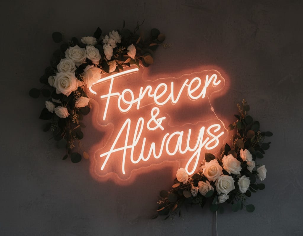 “Forever and Always” LED Neon Sign – Elegant Wedding & Couple Decor