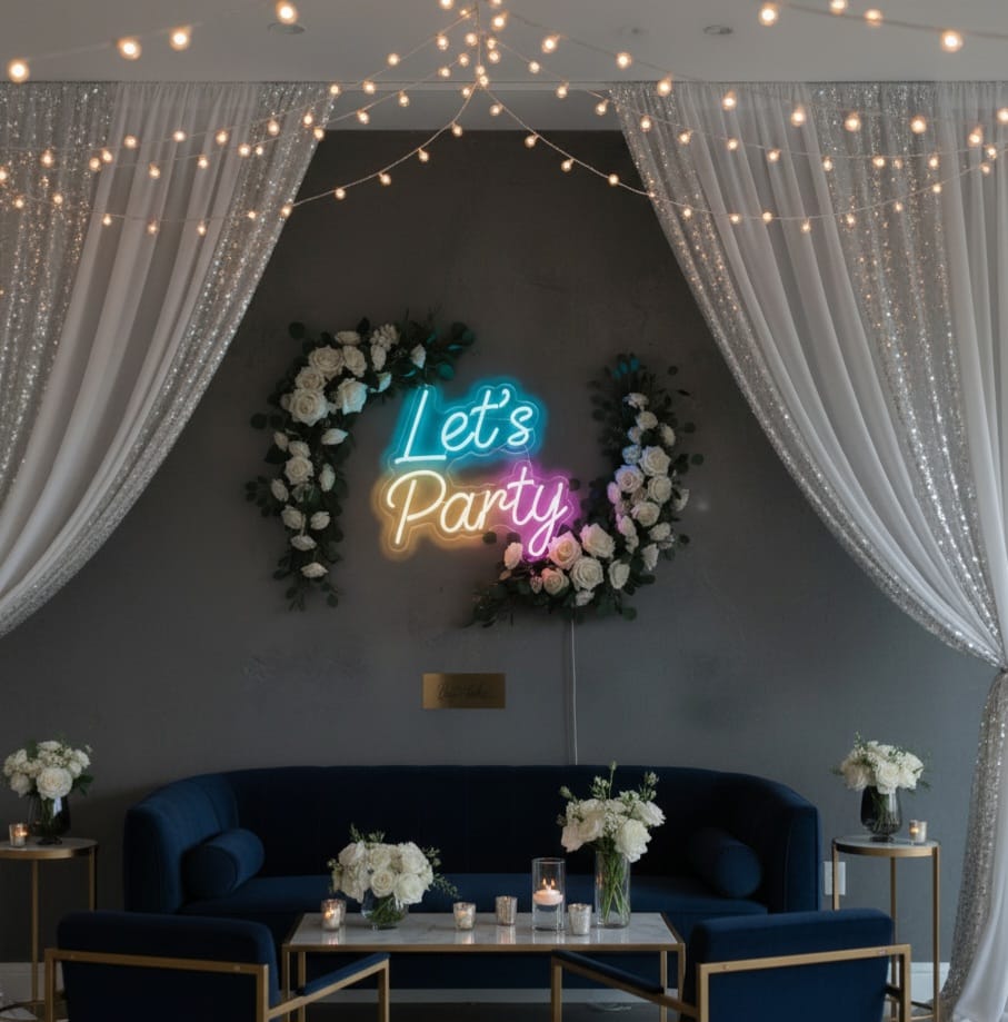 “Let’s Party” LED Neon Sign – Perfect for Events, Birthdays & Party Decor