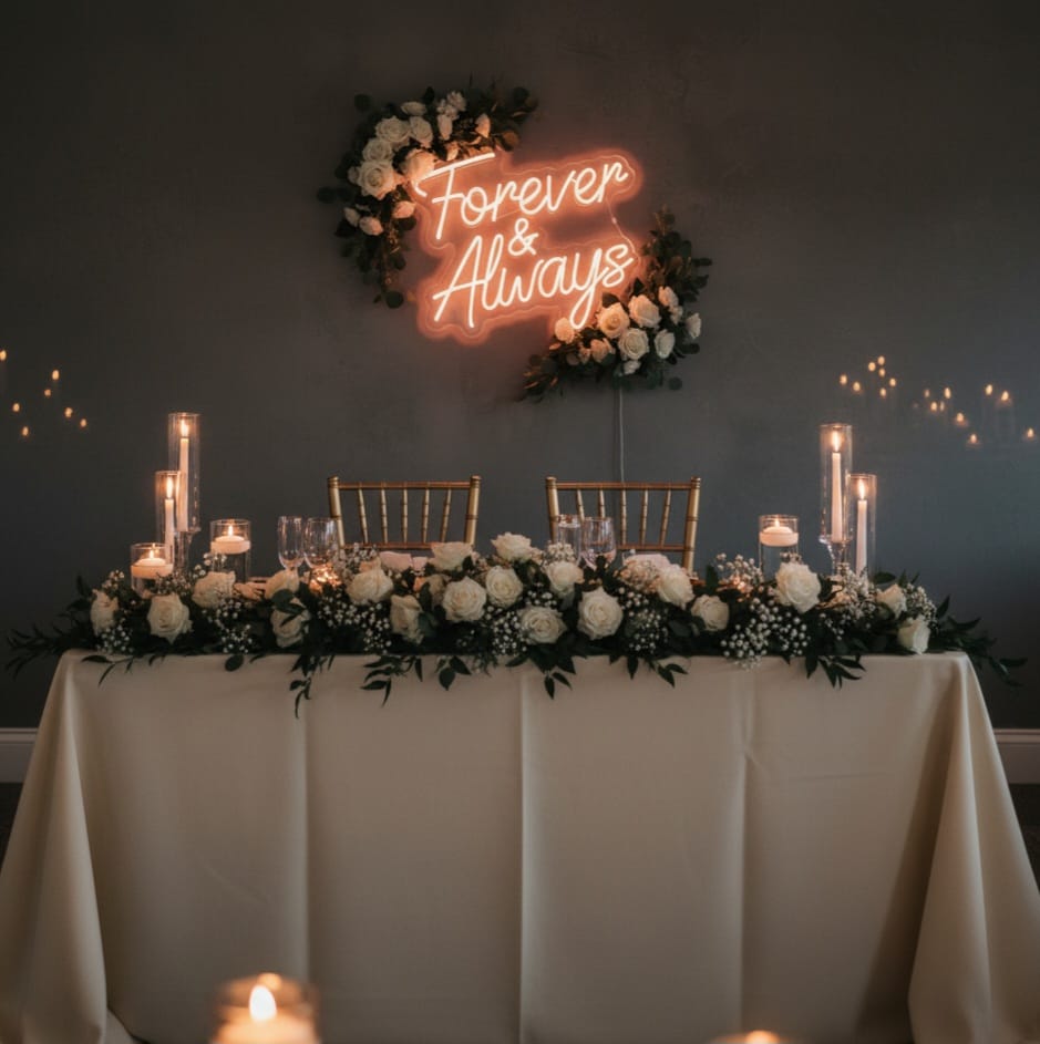 “Forever and Always” LED Neon Sign – Elegant Wedding & Couple Decor