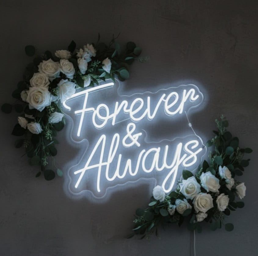 “Forever and Always” LED Neon Sign – Elegant Wedding & Couple Decor
