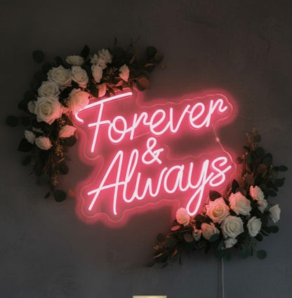 “Forever and Always” LED Neon Sign – Elegant Wedding & Couple Decor