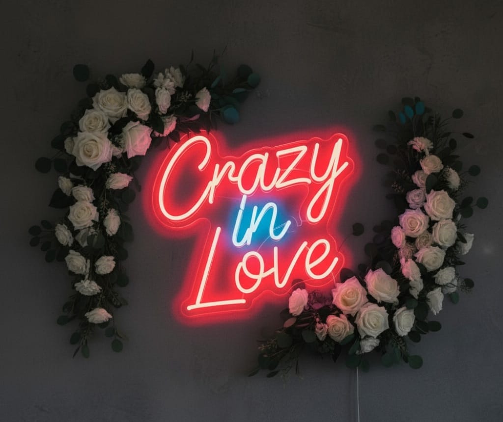 “Crazy in Love” LED Neon Sign – Romantic Décor for Weddings & Couple Spaces
