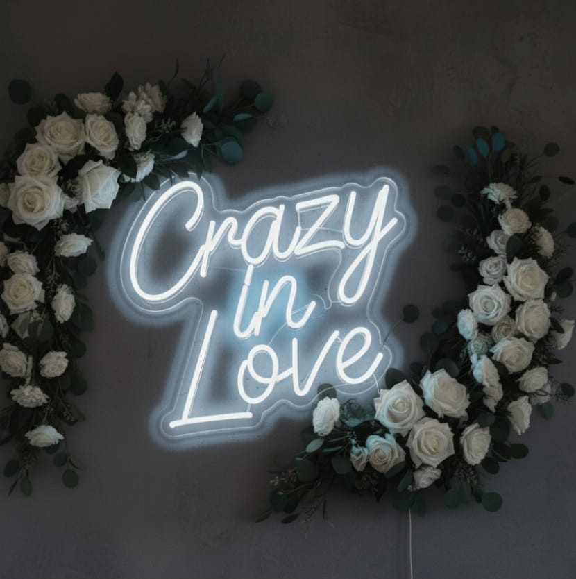 “Crazy in Love” LED Neon Sign – Romantic Décor for Weddings & Couple Spaces