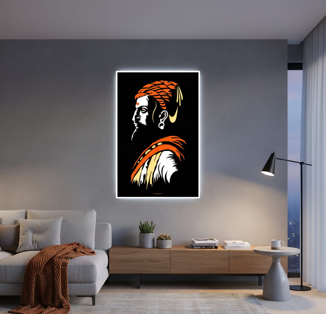 🌟 The Maratha Lion: Chhatrapati Shivaji Maharaj Neon Art