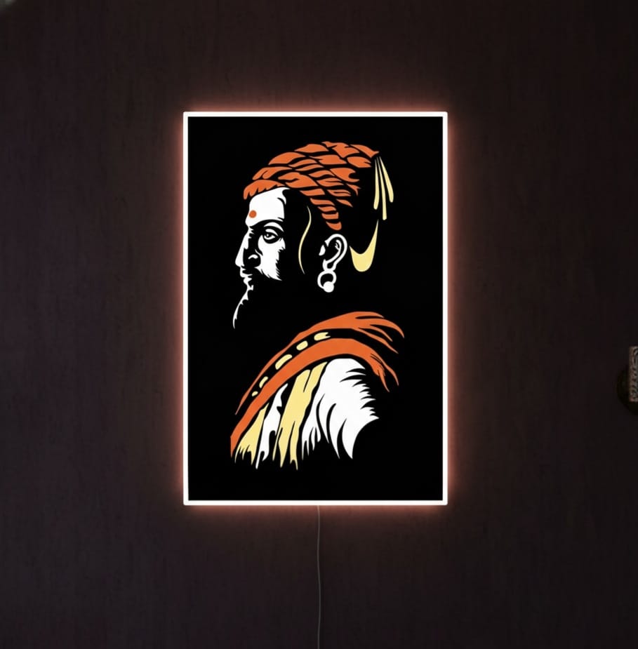 🌟 The Maratha Lion: Chhatrapati Shivaji Maharaj Neon Art