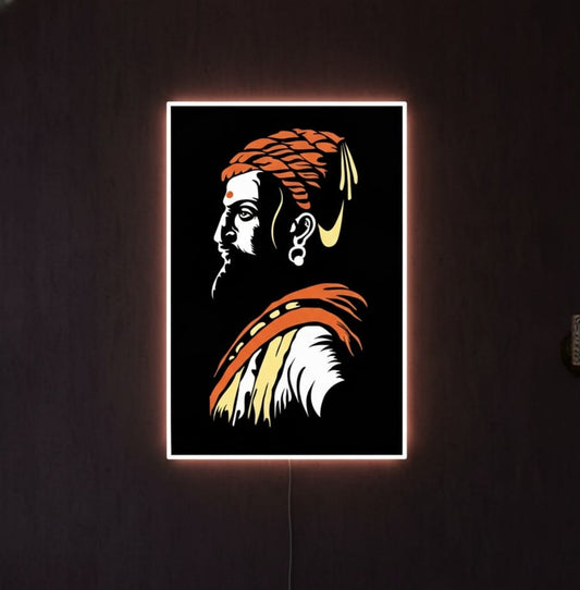 🌟 The Maratha Lion: Chhatrapati Shivaji Maharaj Neon Art