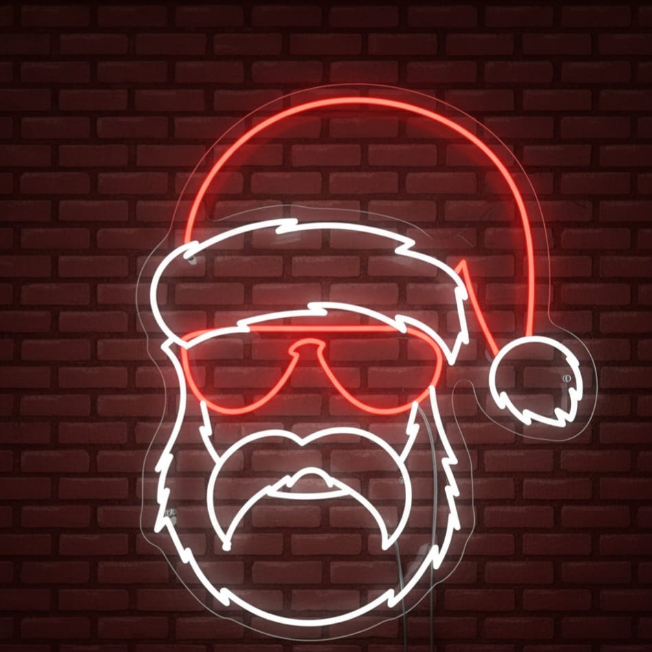 Christmas Hipster Santa Neon Sign decor (18*18 inches)
