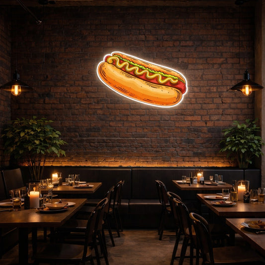Hot Dog Neon Wall Light – Street Food Glow