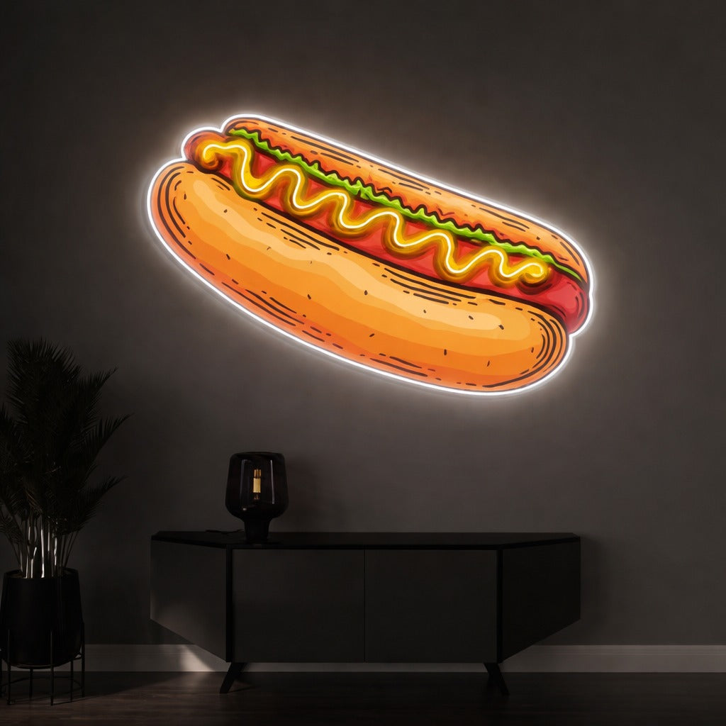 Hot Dog Neon Wall Light – Street Food Glow