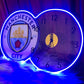 Manchester City Neon LED Wall Clock – Sky Blue Fan Glow Decor (14*24 inch) | Neon Signs India — Image 1