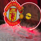 Manchester United Neon LED Wall Clock – Red Devils Fan Decor (14*24 inch)