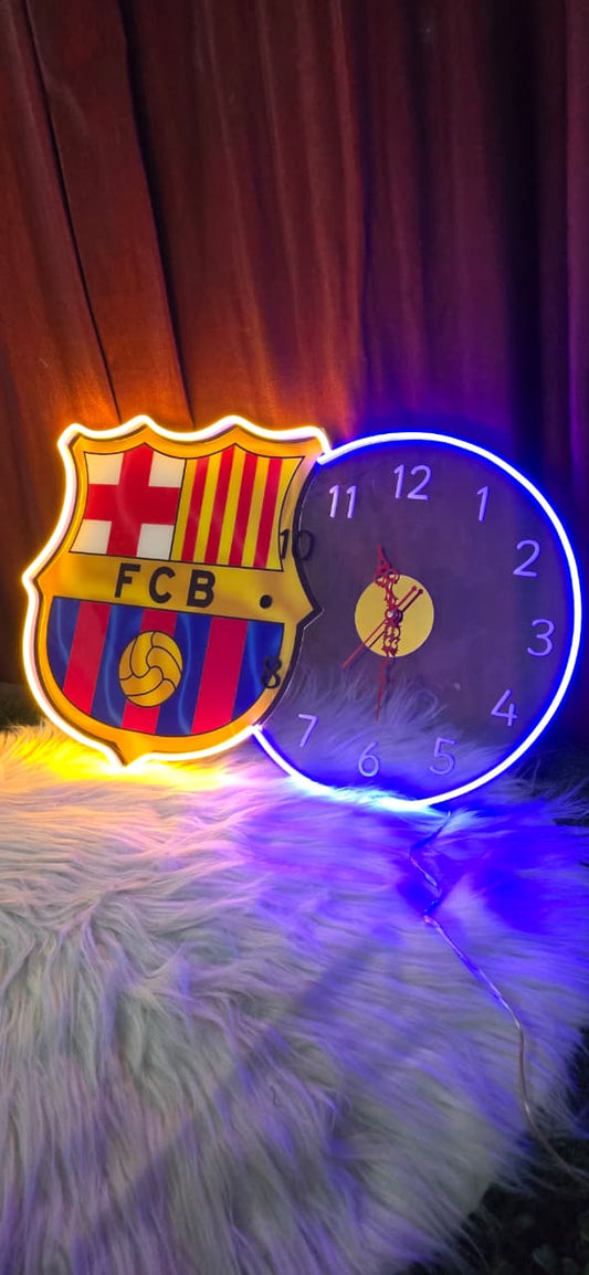 FCB Neon LED Wall Clock – Football Fan Glow Decor (14*24 inch)