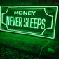 💸 Money Never Sleeps Neon Sign – Green Hustle LED Wall Art (36*18 INCH)