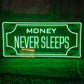 💸 Money Never Sleeps Neon Sign – Green Hustle LED Wall Art (36*18 INCH)