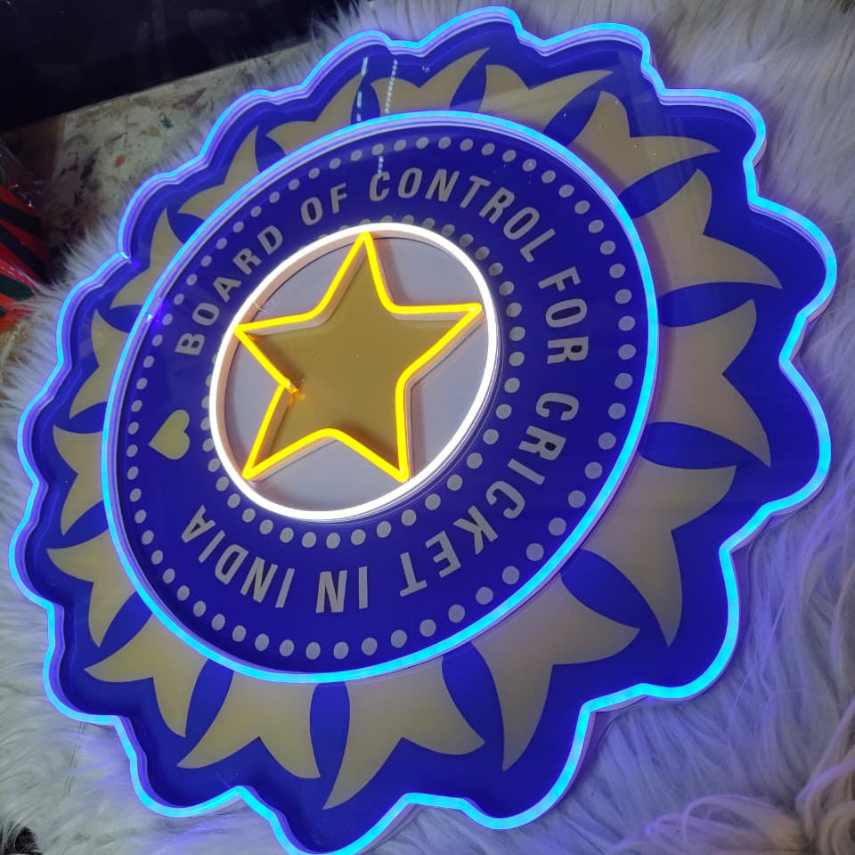 BCCI Logo Neon LED Wall Sign – Board of Control for Cricket in India Neon Light