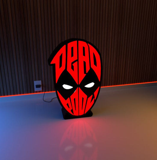 Deadpool LED Neon Desk Lamp – Superhero Mask Night Light