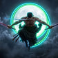 Roronoa Zoro LED Neon Wall Art – Three Sword Style Anime UV Print with Neon Glow for Gaming Room