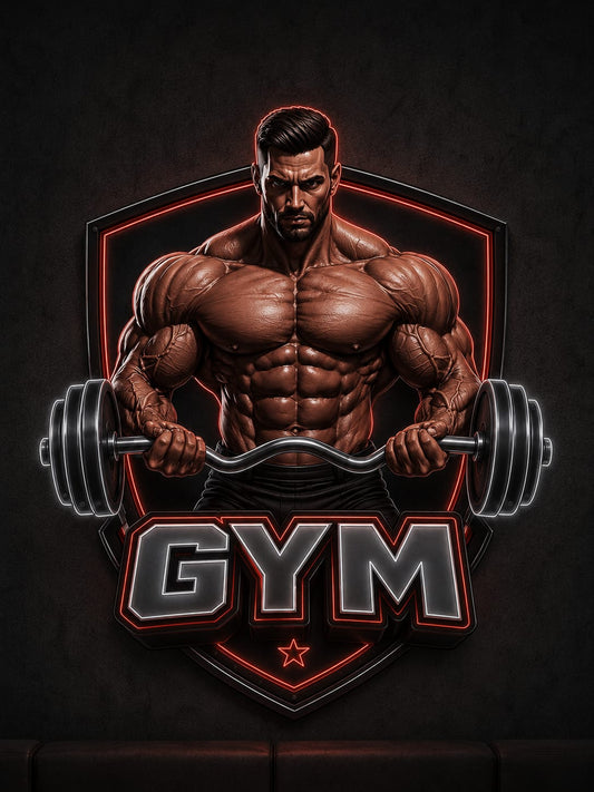 Muscle GYM LED Neon Sign | Bodybuilder Barbell Gym Wall Light | Fitness Décor