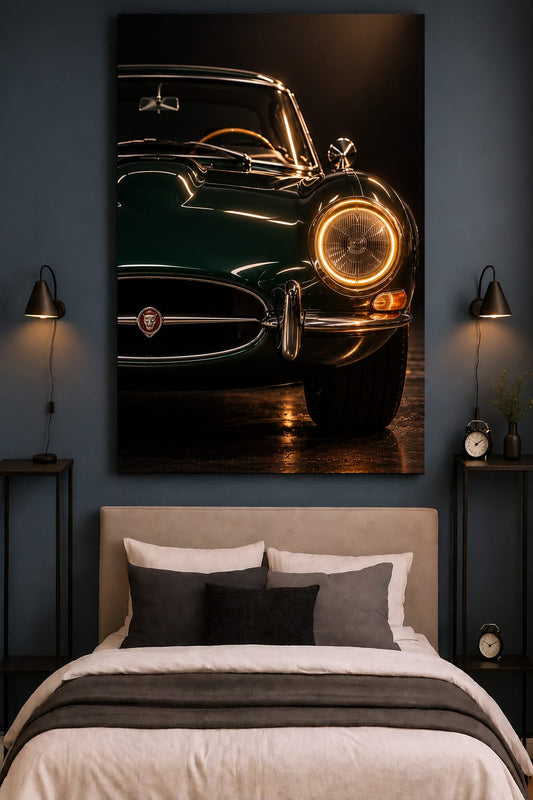 Classic Jaguar E-Type Vintage Car Wall Art – Luxury Automotive Canvas Print Neonsignsindia