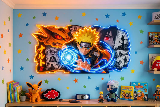 Naruto Anime LED Neon Wall Art – Naruto Uzumaki & Sasuke Uchiha Gaming Room Wall Decor Neonsignsindia