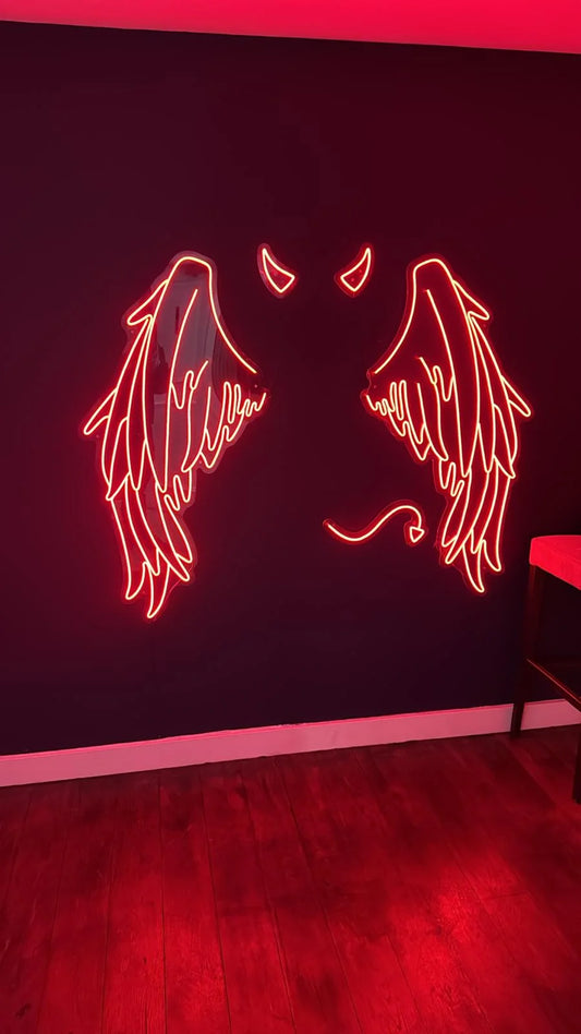 Angel Wings LED Neon Sign | Red Wing Wall Light | Aesthetic Room & Photo Decor