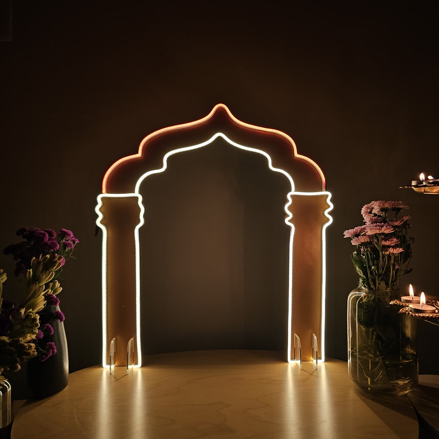 Shubhaarambh Glow frame Ganeshji Backdrop (NEON+MDF) * Need It Today PUNE ONLY *