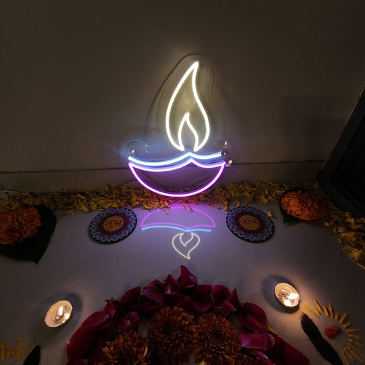 Diya Shape Neon for Diwali 10*10 inches