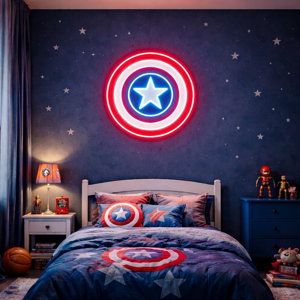 Captain Shield Neon Wall Light Game room
