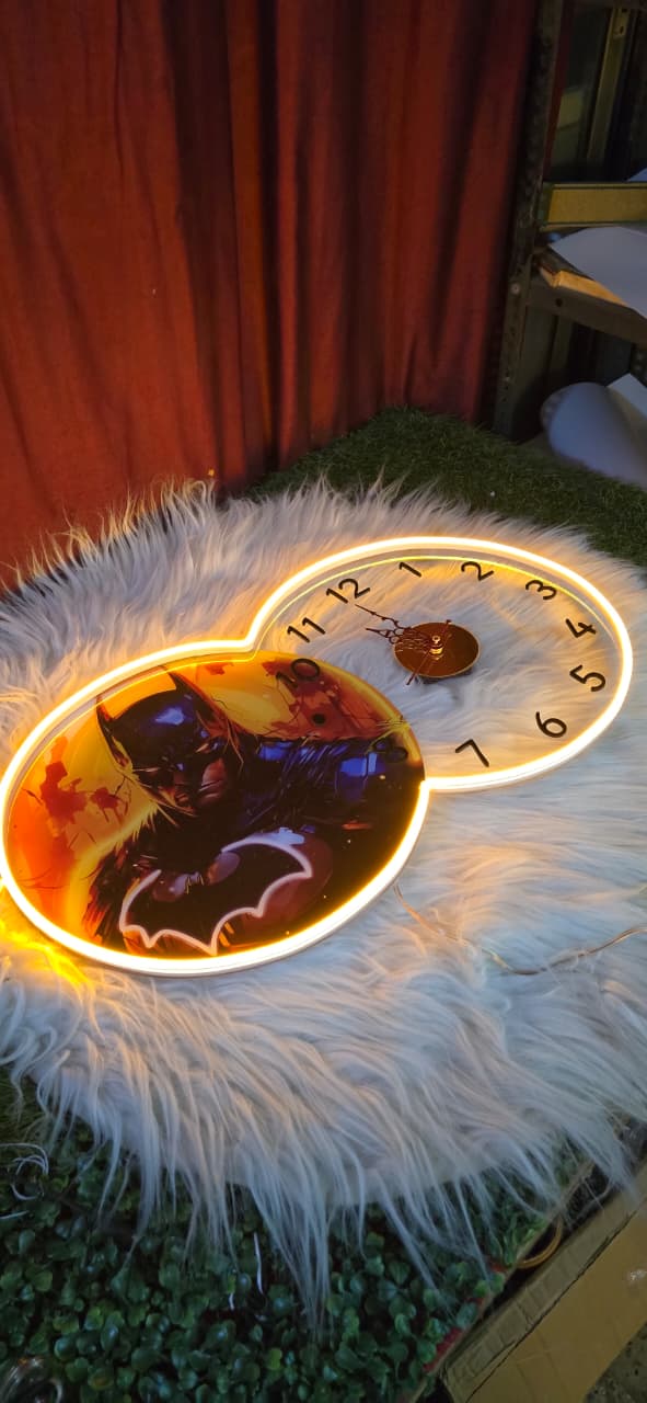 Batman Neon LED Wall Clock with Adjustable Brightness (14*24 inch)
