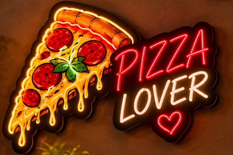 Pizza Lover Neon Sign – Red & Warm White LED Wall Light for Pizzerias, Cafés & Restaurants Neonsignsindia