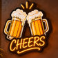 Cheers Beer Mugs Neon Sign – Orange LED Wall Light for Bars, Pubs & Restaurants Neonsignsindia