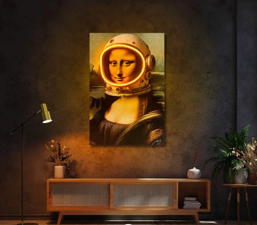 Modern Mona Lisa Pop Art Canvas with Neon-Effect Glow | Limited Edition