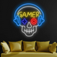 Gamer Skull Neon Sign – LED Gaming Room Wall Light Game Room 20x20 inches