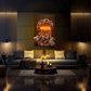 "Censored" Greek God Statue Print with Orange Neon