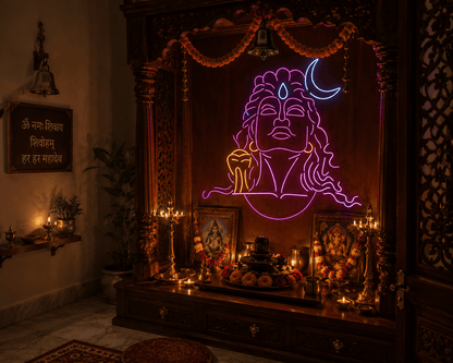 Adiyogi Shiva Neon Sign - Pink