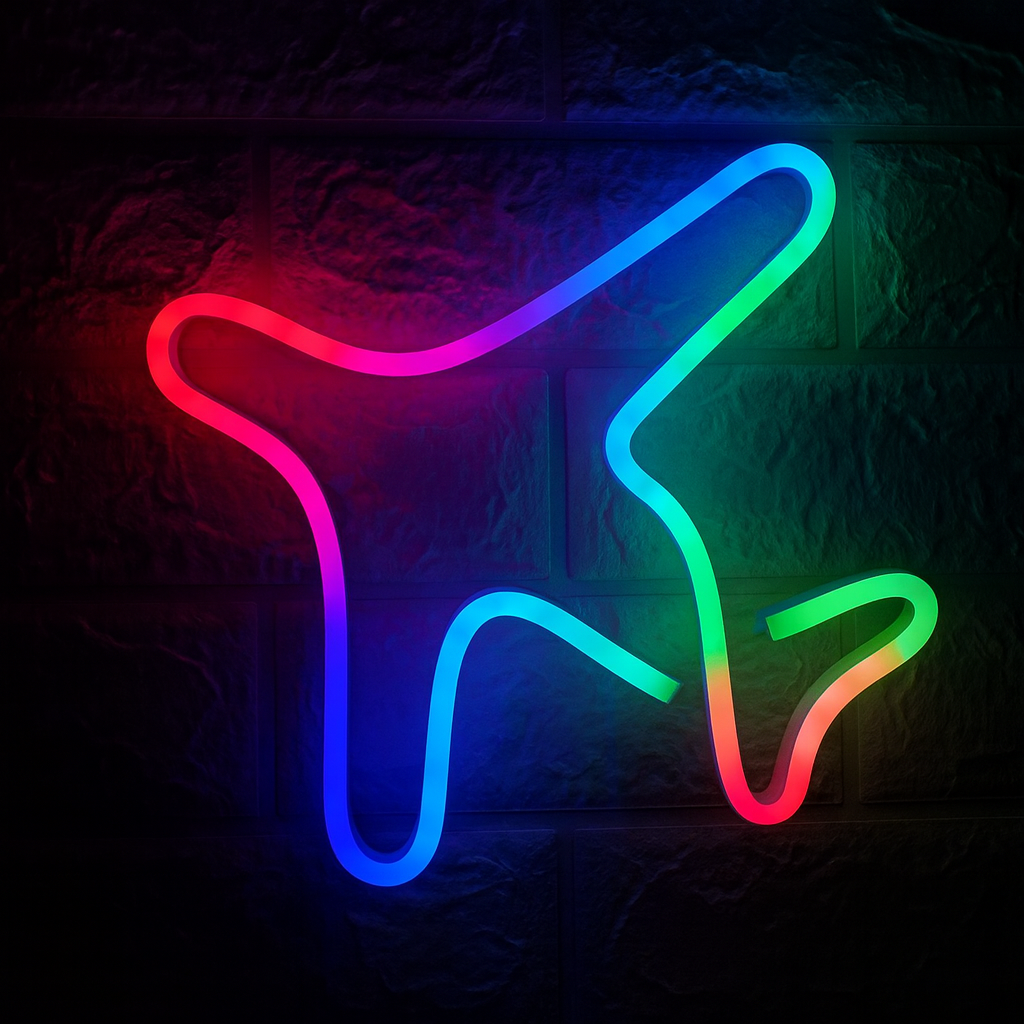 Airplane Floro Colour  Neon Sign (10x12 inches) Neonsignsindia