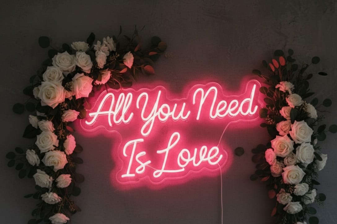 “All You Need Is Love” LED Neon Sign – Wedding & Romantic Wall Decor Neonsignsindia